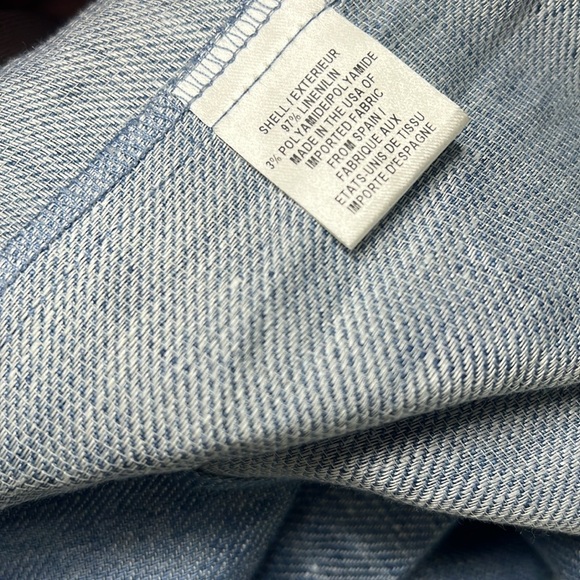 Milly Sz 2 Linen Chambray Blue Valerie Cold Shoulder Wrap Dress - Picture 9 of 11